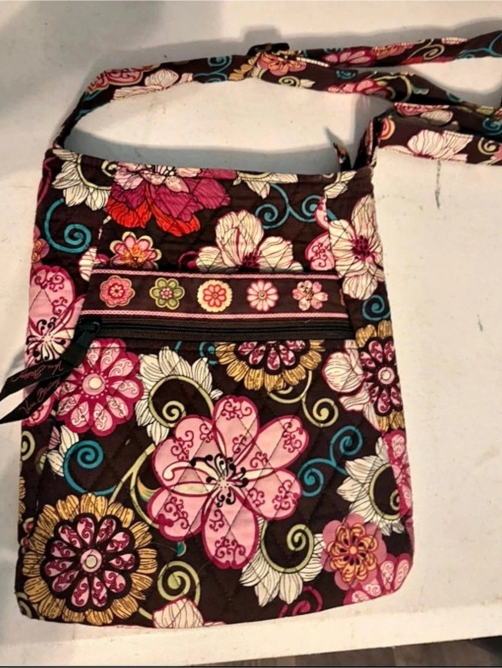 Vera Bradley Rachel Crossbody Bag Floral Brown & Pink